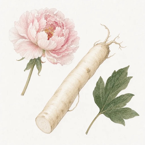 Illustration of White peony root (Bái Sháo)