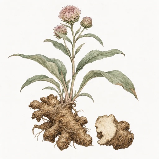 Illustration of White atractylodes rhizome (Bái Zhú)